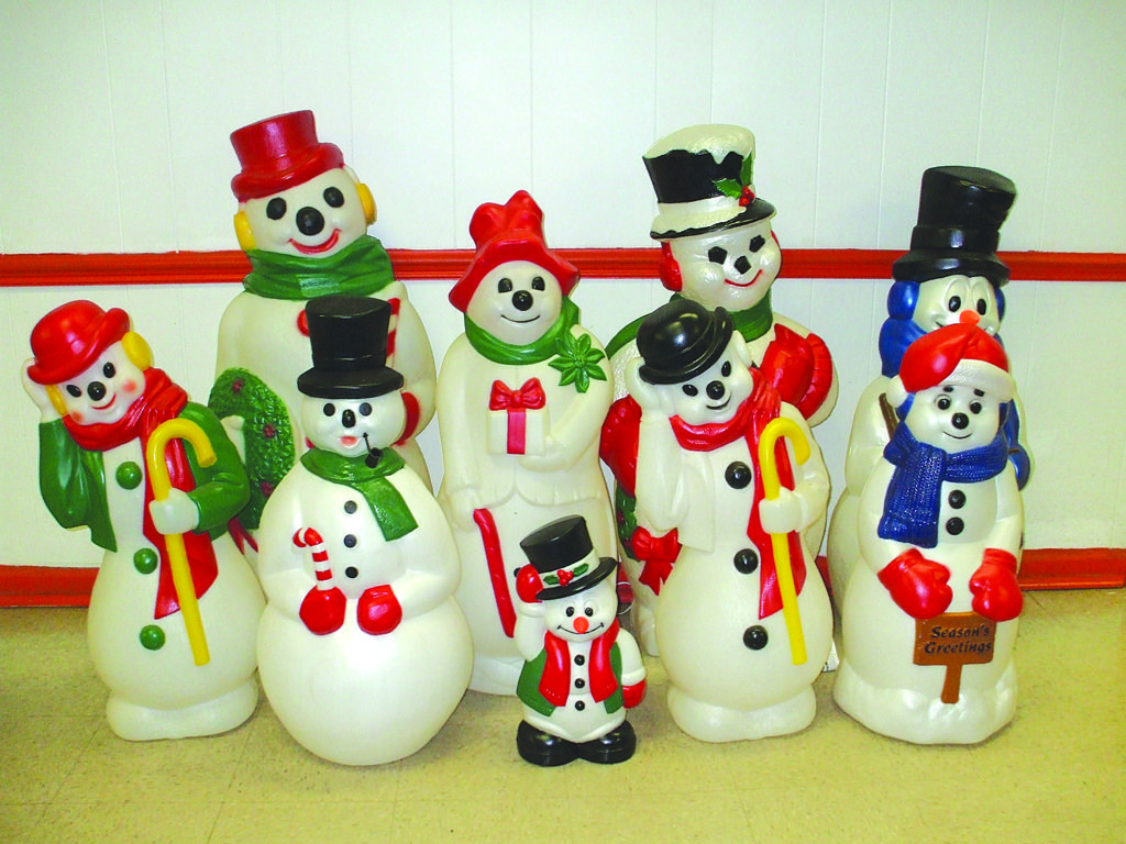 A group of General Foam snowmen blow molds.