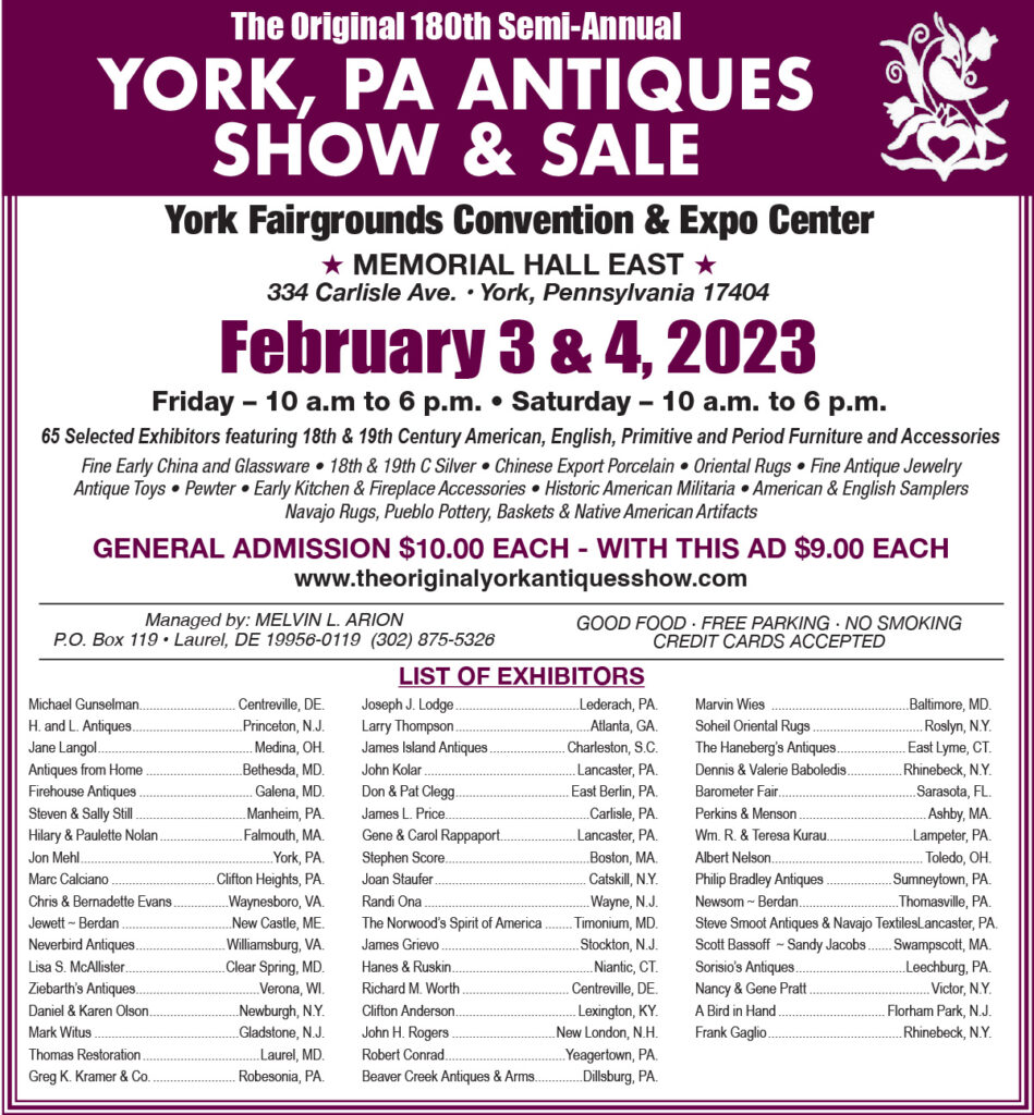 SemiAnnual York Antique Show & Sale, February 34 NYPA Collector